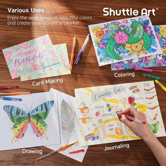 Gel Pens, 120 Pack Gel Pen Set 60 Colored Gel Pen with 60 Refills for Adults Col - Picture 6 of 7